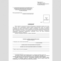 Форма "Заявление о приеме в гражданство Российской Федерации ребенка или недееспособного лица"